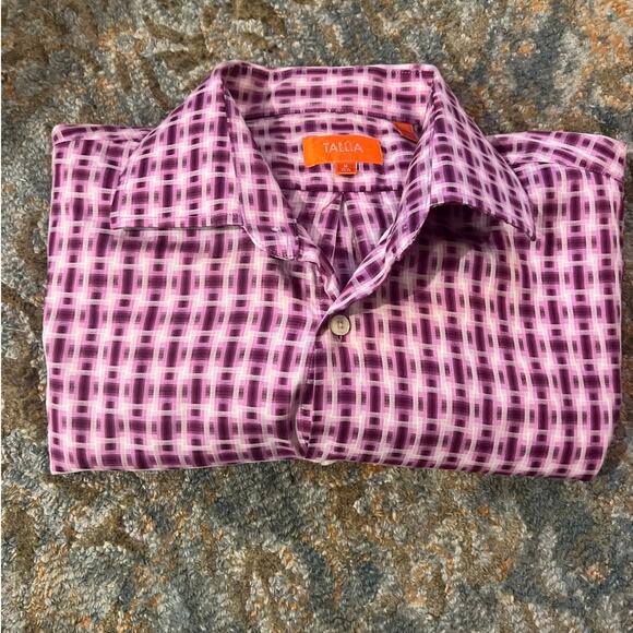 Tallia Men’s Purple Geometric Check Dress Casual Shirt, M - Picture 4 of 4